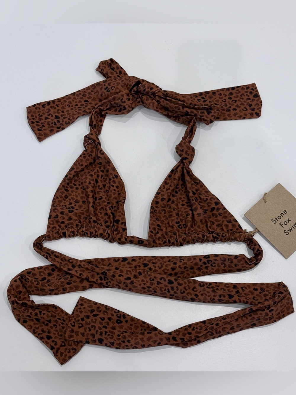 Stone Fox Swim Isobel Triangle Bikini Top - Baby Cheetah